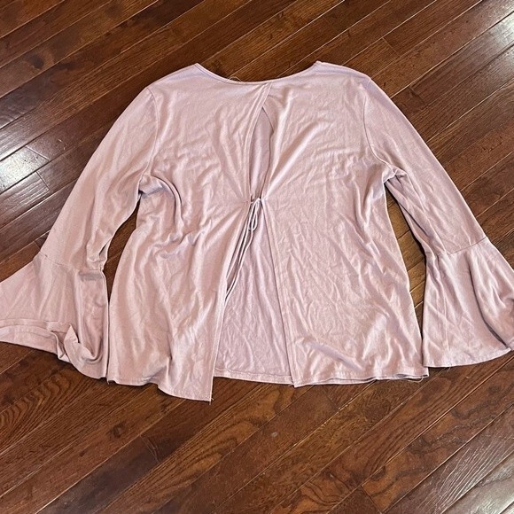 She + Sky long sleeve split tie back pink top size large - Picture 4 of 7